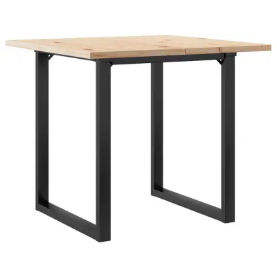 vidaXL Jedilna miza O okvir 90x90x75,5 cm trdna borovina jeklo