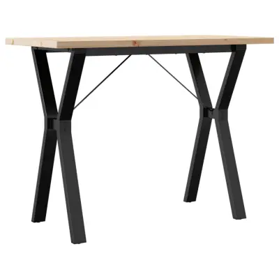 vidaXL Jedilna miza Y okvir 100x50x75,5 cm trdna borovina jeklo