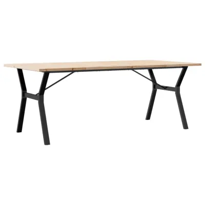 vidaXL Jedilna miza Y okvir 200x100x75,5 cm trdna borovina jeklo