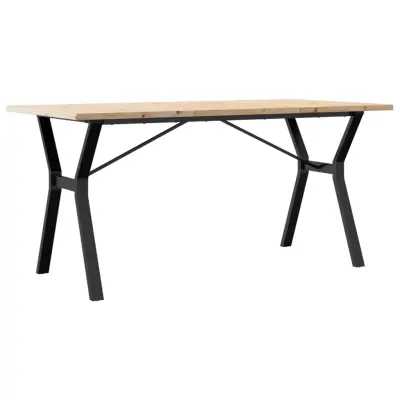 vidaXL Jedilna miza Y okvir 140x80x75,5 cm trdna borovina jeklo