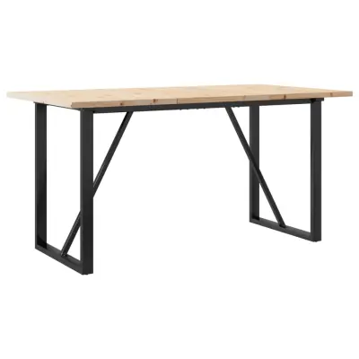 vidaXL Jedilna miza O okvir 140x80x75,5 cm trdna borovina jeklo