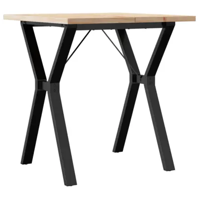 vidaXL Jedilna miza Y okvir 70x70x75,5 cm trdna borovina jeklo