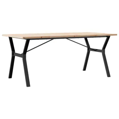 vidaXL Jedilna miza Y okvir 180x90x75,5 cm trdna borovina jeklo