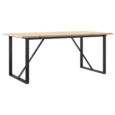 vidaXL Jedilna miza O okvir 180x90x75,5 cm trdna borovina jeklo