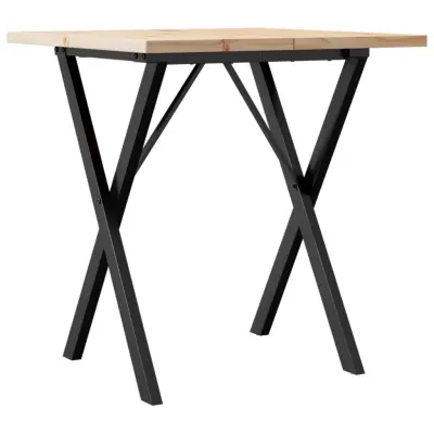 vidaXL Jedilna miza X okvir 60x60x75,5 cm trdna borovina jeklo