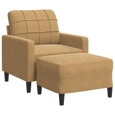 vidaXL Fotelj s stolčkom za noge rjav 60 cm žamet