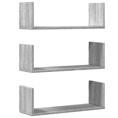 vidaXL Stenske police 3 kosi siva sonoma 58x18x18 cm inženirski les