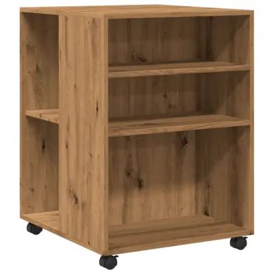 vidaXL Stranska mizica s kolesi artisian hrast 55x60x78 cm inž. les
