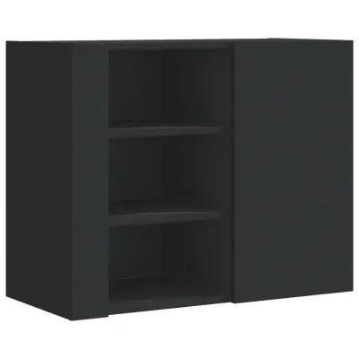 vidaXL Stenska omarica črna 75x35x60 cm inženirski les