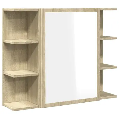 vidaXL Kopalniška omarica z ogledalom sonoma hrast 80x20,5x64 cm