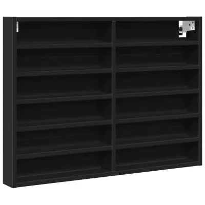 vidaXL Vitrina črna 80x8,5x58 cm inženirski les