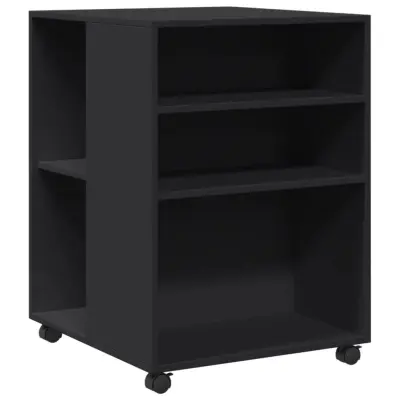 vidaXL Stranska mizica s kolesi črna 55x60x78 cm inženirski les