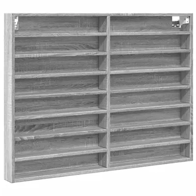 vidaXL Vitrina siva sonoma 100x8,5x75 cm konstruiran les