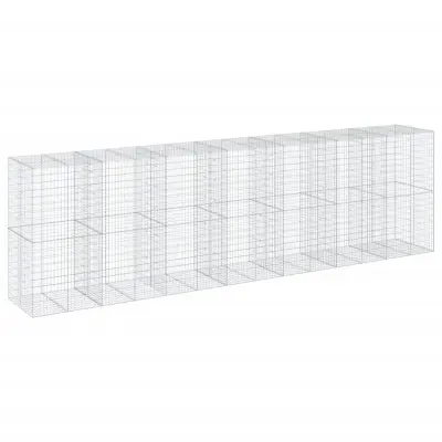 vidaXL Gabionska košara s pokrovom 700x100x200 cm pocinkano železo