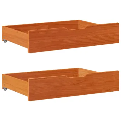 vidaXL Predal za posteljo 2 kosa rjava 80x55x17 cm trdna borovina