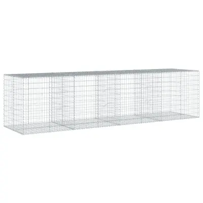 vidaXL Gabionska košara s pokrovom 400x100x100 cm pocinkano železo