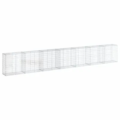 vidaXL Gabionska košara s pokrovom 700x50x100 cm pocinkano železo