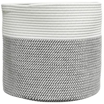 vidaXL Košara za shranjevanje siva in bela Ø40x35 cm bombaž