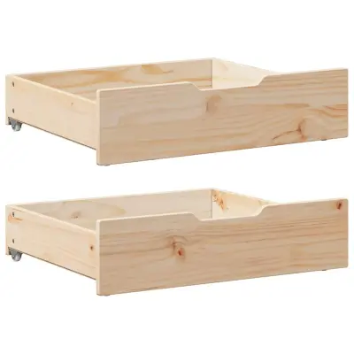 vidaXL Predal za posteljo s kolesi 2 kosa 65x55x17 cm trdna borovina