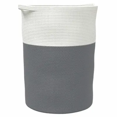 vidaXL Košara za shranjevanje siva in bela Ø49x65 cm bombaž