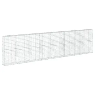 vidaXL Gabionska košara s pokrovom 800x50x200 cm pocinkano železo