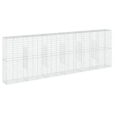 vidaXL Gabionska košara s pokrovom 600x50x200 cm pocinkano železo