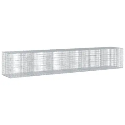 vidaXL Gabionska košara s pokrovom 600x100x100 cm pocinkano železo