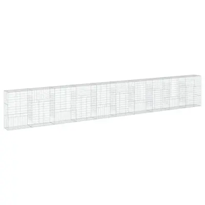 vidaXL Gabionska košara s pokrovom 1000x50x150 cm pocinkano železo