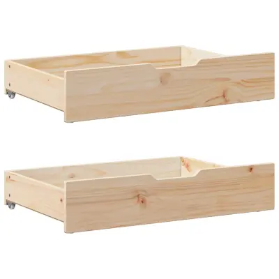 vidaXL Predal za posteljo s kolesi 2 kosa 80x55x17 cm trdna borovina
