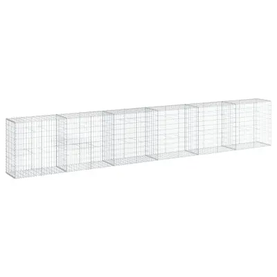 vidaXL Gabionska košara s pokrovom 600x50x100 cm pocinkano železo