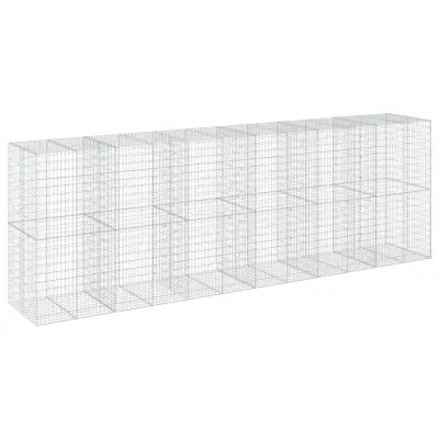 vidaXL Gabionska košara s pokrovom 600x100x200 cm pocinkano železo