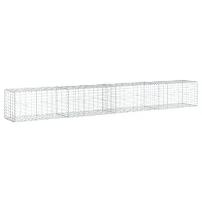 vidaXL Gabionska košara s pokrovom 400x50x50 cm pocinkano železo