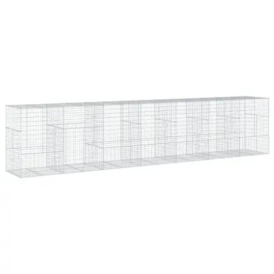 vidaXL Gabionska košara s pokrovom 700x100x150 cm pocinkano železo