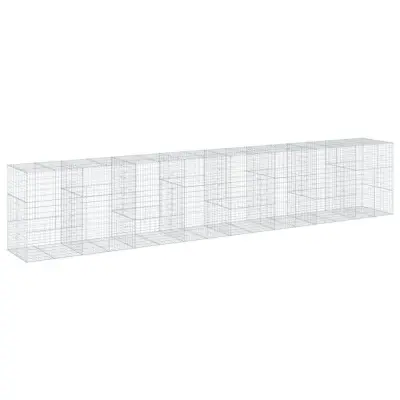 vidaXL Gabionska košara s pokrovom 800x100x150 cm pocinkano železo