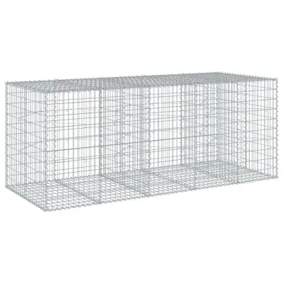 vidaXL Gabionska košara s pokrovom 250x100x100 cm pocinkano železo