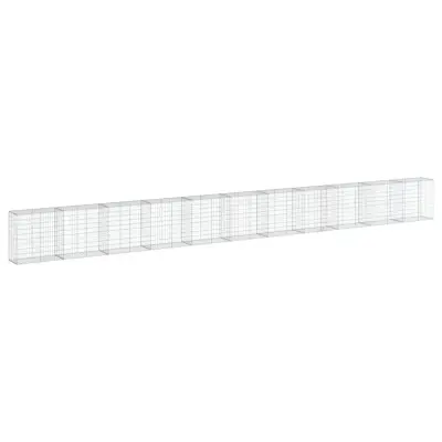 vidaXL Gabionska košara s pokrovom 1100x50x100 cm pocinkano železo