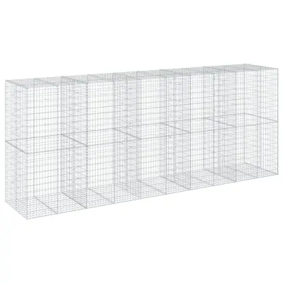 vidaXL Gabionska košara s pokrovom 500x100x200 cm pocinkano železo