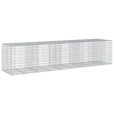 vidaXL Gabionska košara s pokrovom 450x100x100 cm pocinkano železo