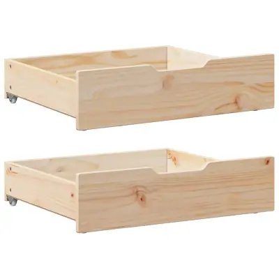 vidaXL Predal za posteljo s kolesi 2 kosa 75x55x17 cm trdna borovina