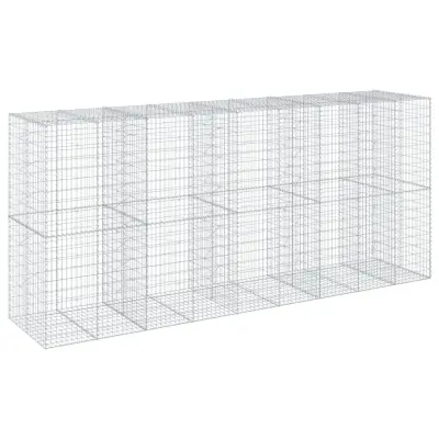 vidaXL Gabionska košara s pokrovom 450x100x200 cm pocinkano železo