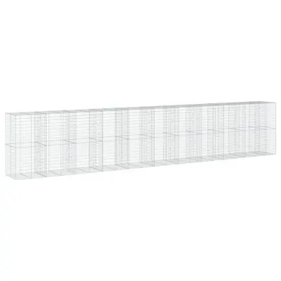 vidaXL Gabionska košara s pokrovom 1050x100x200 cm pocinkano železo