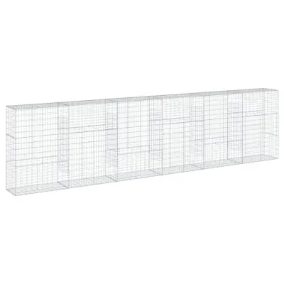 vidaXL Gabionska košara s pokrovom 600x50x150 cm pocinkano železo