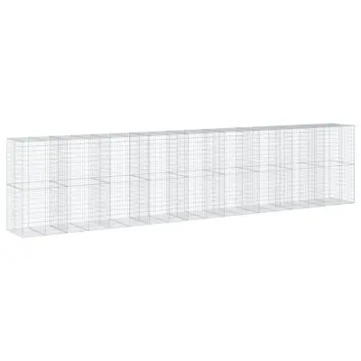 vidaXL Gabionska košara s pokrovom 900x100x200 cm pocinkano železo