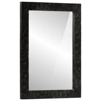 vidaXL Kopalniško ogledalo črno 50x70x2,5cm trden mangov les in steklo