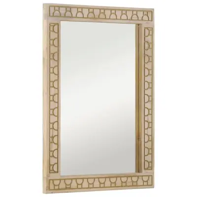 vidaXL Kopalniško ogledalo 50x70x2,5 cm trden mangov les in steklo