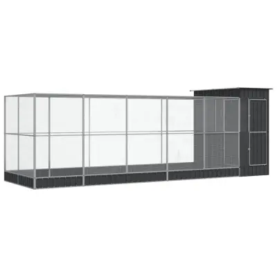 vidaXL Voliera s podaljškom srebrna 623x203x216 cm jeklo