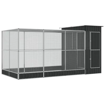 vidaXL Voliera s podaljškom srebrna 416x203x216 cm jeklo