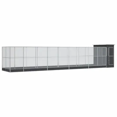 vidaXL Voliera s podaljškom srebrna 1037x203x216 cm jeklo