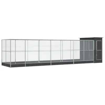 vidaXL Voliera s podaljškom srebrna 830x203x216 cm jeklo