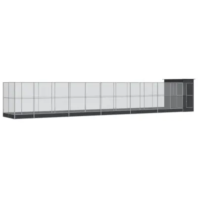vidaXL Voliera s podaljškom srebrna 1244x203x216 cm jeklo